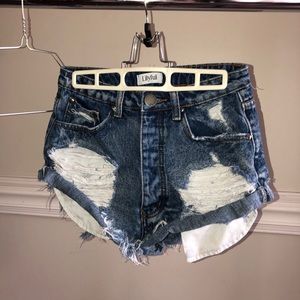 Lilyful High Waisted Destroyed Denim Shorts